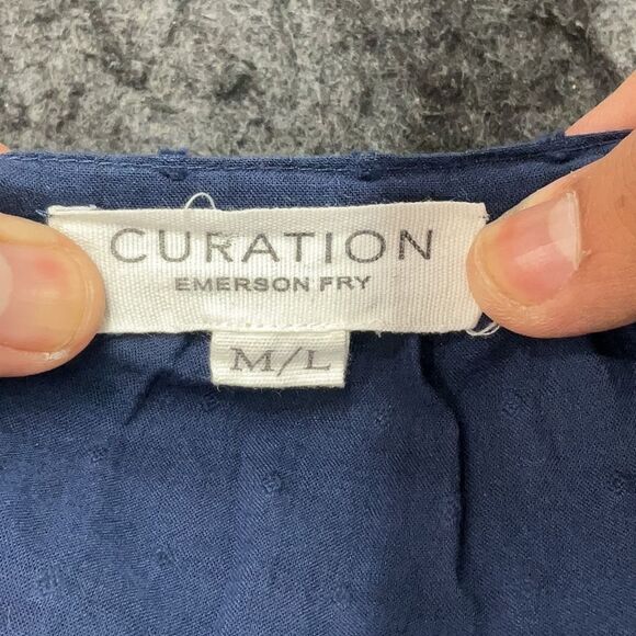 Emerson Fry Curation 100% Organic Cotton Swiss Dot India Dress in Navy Size L - Picture 5 of 10